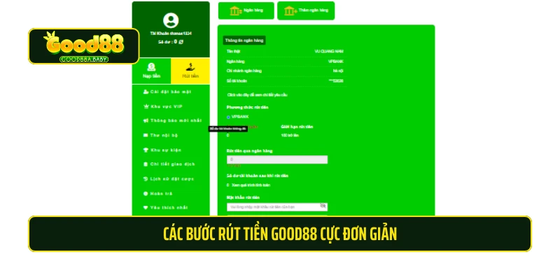 Các bước rút tiền Good88 cực đơn giản